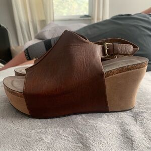 Women's boutique brown wedge sandals